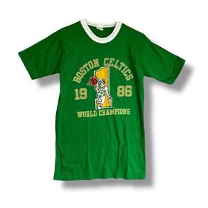 Vintage Boston Celtics 1986 World Champions Artex T-Shirt 50/50 USA Green Sz M